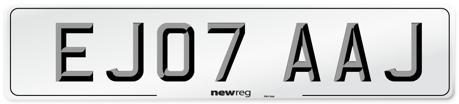 EJ07 AAJ Number Plate from New Reg